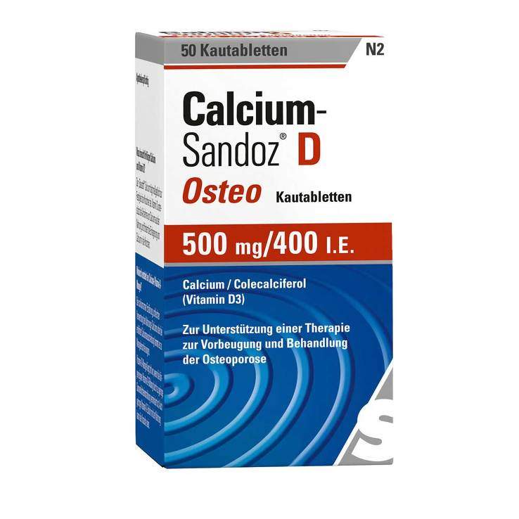 Calcium-Sandoz® D Osteo Kautabletten, 500 mg/400 I.E. 50 Kautabletten