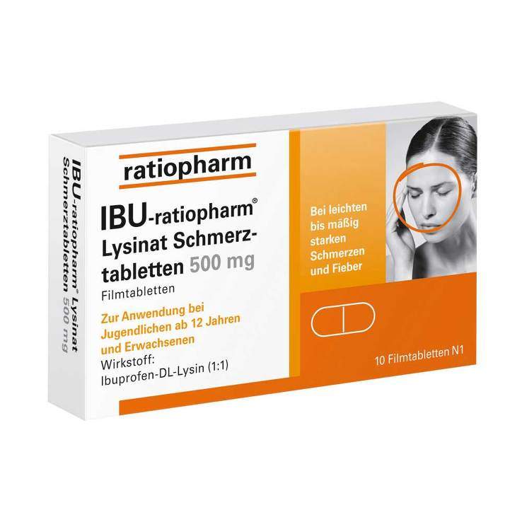 Ibu-ratiopharm® Lysinat 500mg 10 Schmerztbl.