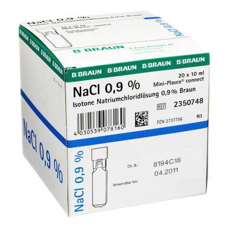 Isotone Natriumchloridlösung 0 9 Braun Injektionslösung Inhalieren Isotone Natriumchloridlösung 0,9% Braun Mini-Plasco® connect 20x10ml