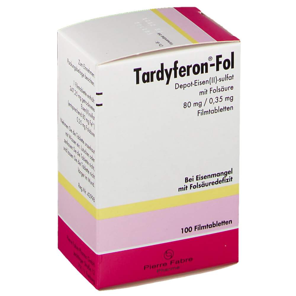 Tardyferon®-Fol Depot-Eisen(II)-sulfat mit Folsäure 80 mg/0,35 mg 100 Filmtabletten