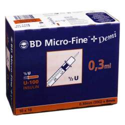 BD MICRO-FINE+ Insulinspr.0,3 ml U100 0,3x8 mm