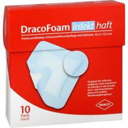 DracoFoam Infekt haft Schaumstoffverband 12,5x12,5cm 10 St.