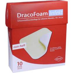 DracoFoam Infekt Schaumstoffverband für infizierte Wunden 10x 10 cm 10 Stück
