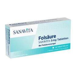 Folsäure Sanavita 5 mg 20 Tabletten