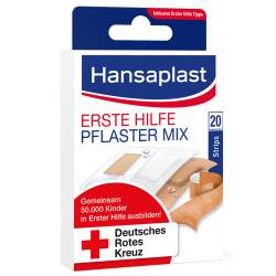 HANSAPLAST Erste Hilfe Pflaster Mix je 6 Strips Sensitive, Universal, je 4 Strips Aqua Protect, Finger Strips