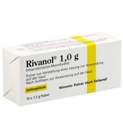 Rivanol® 1,0 g, Pulver zur Herstellung einer Lösung zur Anwendung auf der Haut 10 Btl. 1,5 g