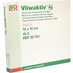 Vliwaktiv AG 10 Aktivkohle Tamponaden 10x10cm