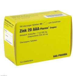 Zink 20 AAA-Pharma® Dragees, 100 überzog. Tbl.