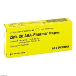 Zink 20 AAA-Pharma® Dragees, 20 überzog. Tbl.